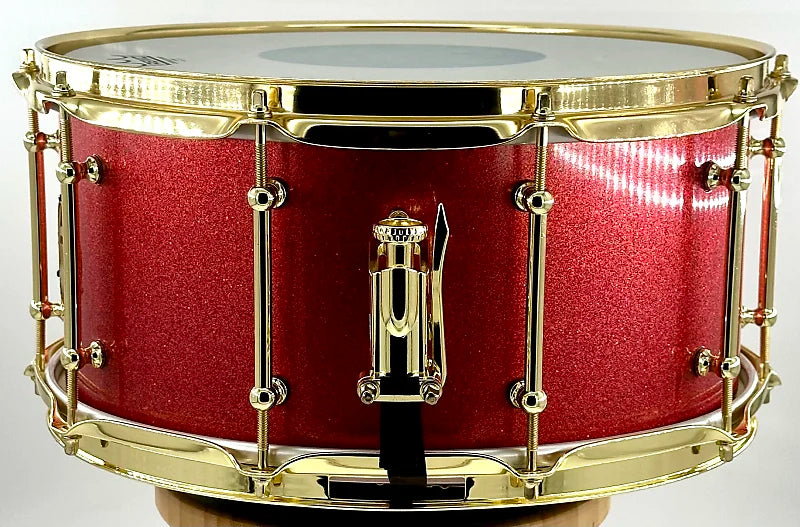 Pi Drum Company Maple Stave Red Sparkle Lacquer - 14x7"