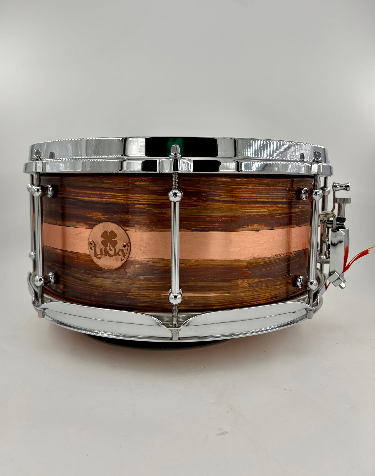 Lucky Drums Company 6.5”x14” Brushed Copper Snare w/ Stripe