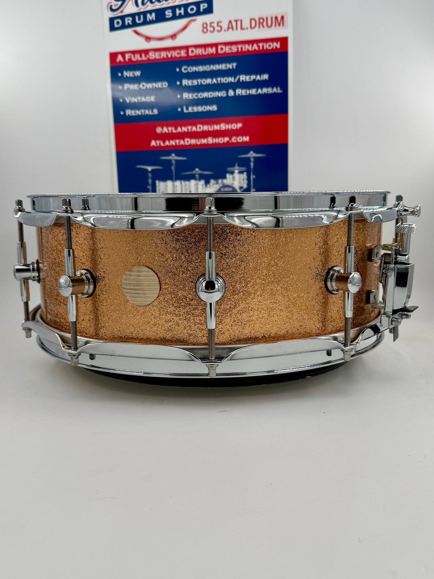 Montineri Custom Drums:   14” x 5” 10-COB Lug Copper Sparkle Snare
