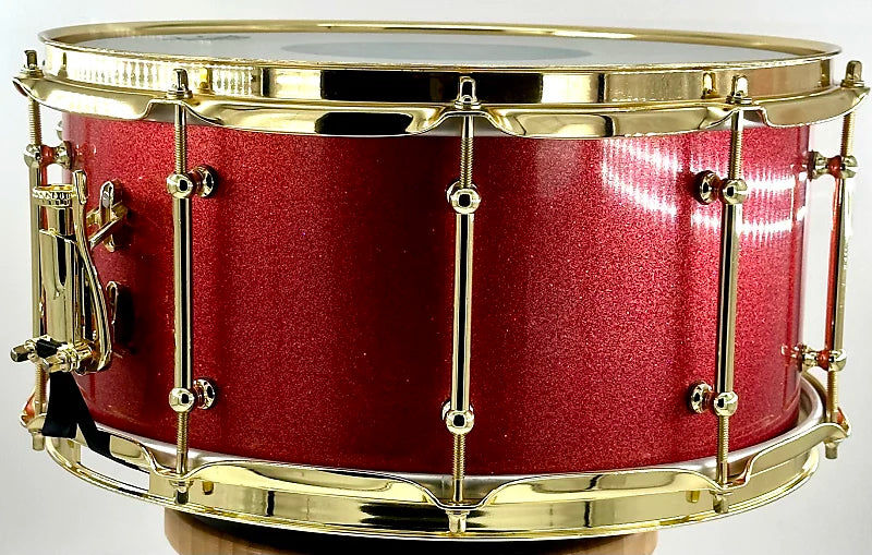 Pi Drum Company Maple Stave Red Sparkle Lacquer - 14x7"