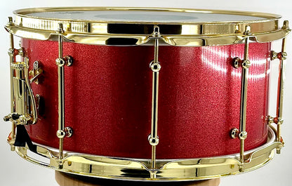 Pi Drum Company Maple Stave Red Sparkle Lacquer - 14x7"