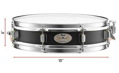 Pearl S1330 Steel Effect Piccolo Snare Drum - 3 x 13 inch - Black