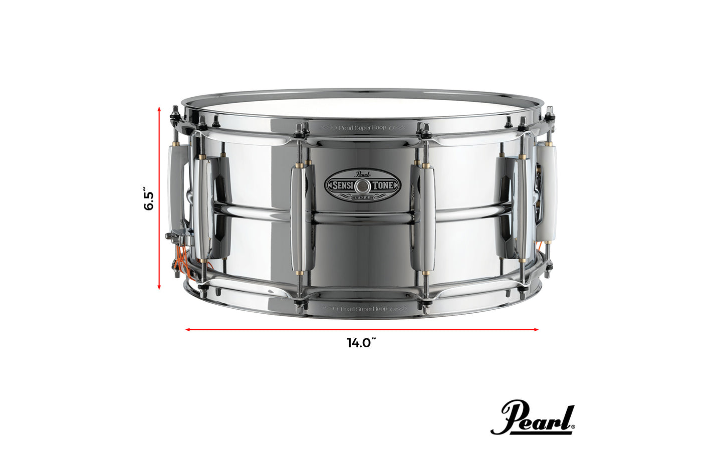 Pearl 6.5" x 14" Sensitone Heritage Steel Alloy Snare Drum - Polished