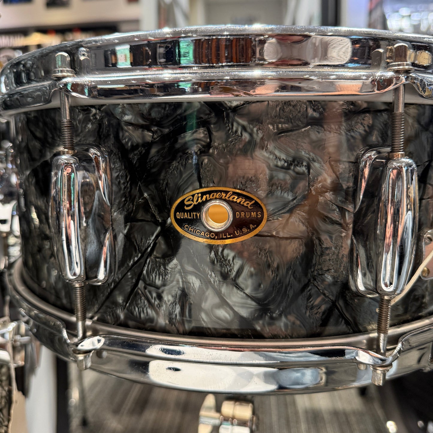 Slingerland Late 1950s & 1963 Black Diamond Pearl 4 Piece Radio King Drum Set