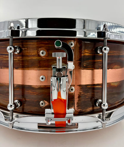 Lucky Drums Company 6.5”x14” Brushed Copper Snare w/ Stripe