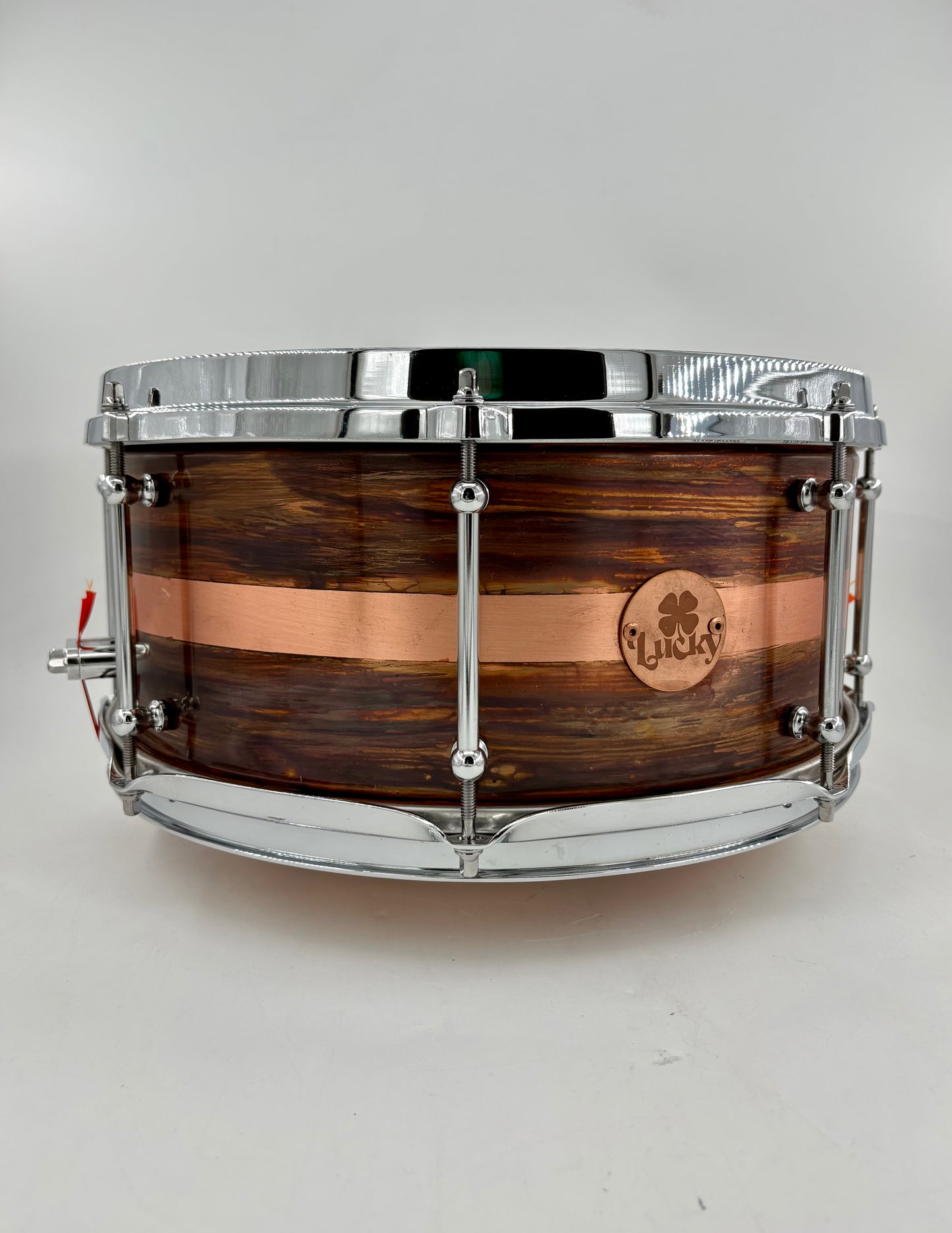 Lucky Drums Company 6.5”x14” Brushed Copper Snare w/ Stripe