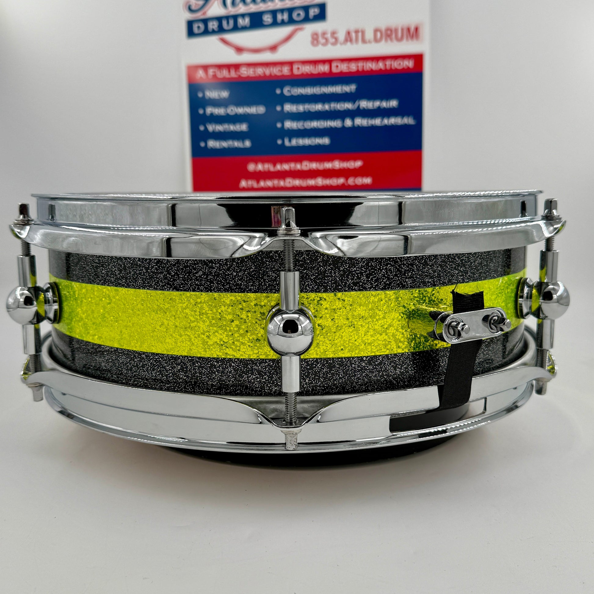 Montineri 12” x 4” Maple/Poplar Snare 2025 - Black/Green Sparkle-Montineri-Atlanta Drum Shop