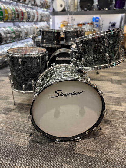 Slingerland Late 1950s & 1963 Black Diamond Pearl 4 Piece Radio King Drum Set