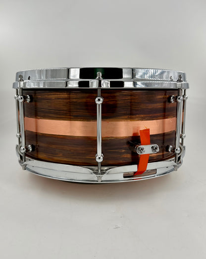 Lucky Drums Company 6.5”x14” Brushed Copper Snare w/ Stripe