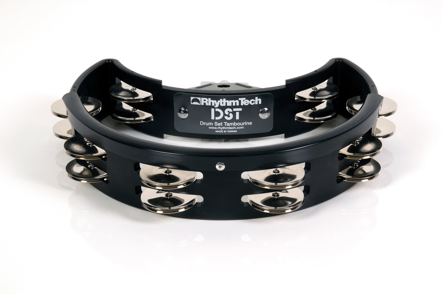 Rhythm Tech DST10 Drum Set Tambourine And Mount. Black with Double Row Nickel Jingles