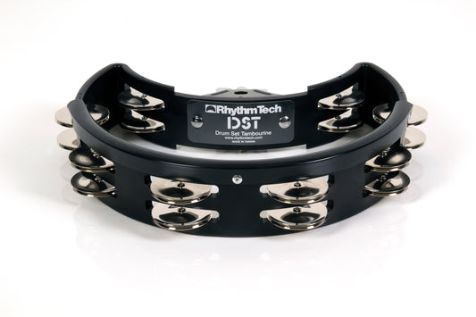 Rhythm Tech DST10 Drum Set Tambourine And Mount. Black with Double Row Nickel Jingles