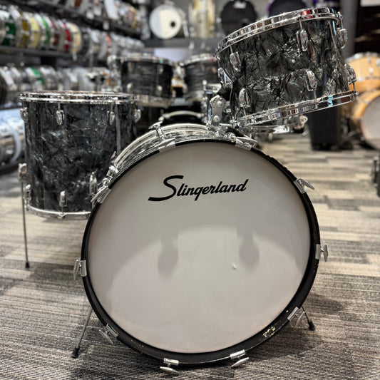 Slingerland Late 1950s & 1963 Black Diamond Pearl 4 Piece Radio King Drum Set