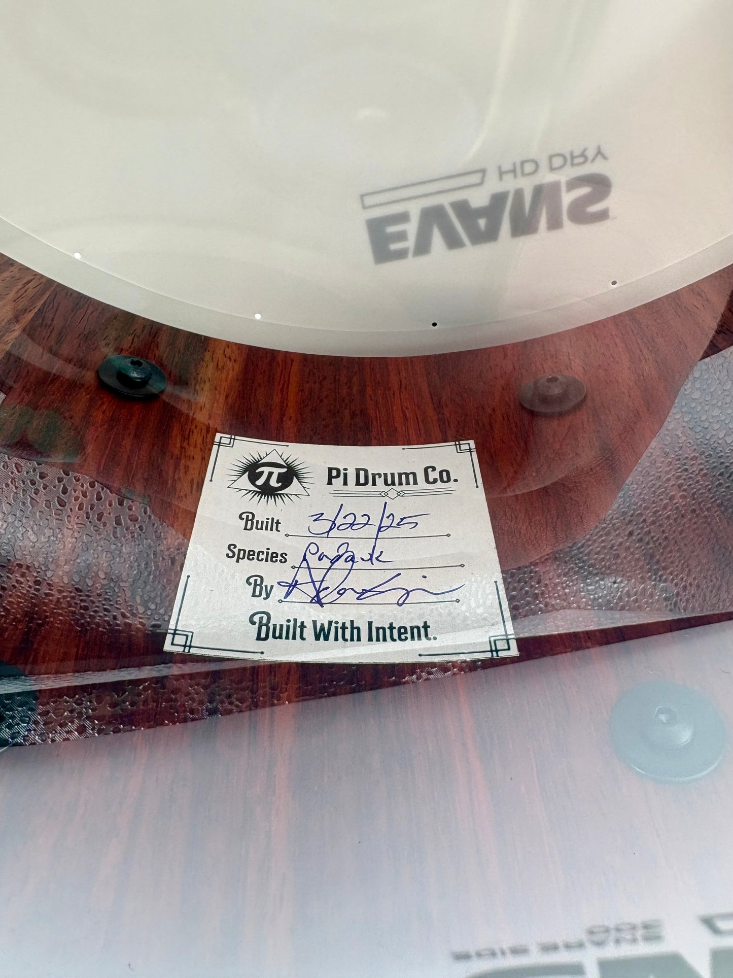 Pi Drum Company 14"x6" Custom Stave Padauk Wood Snare