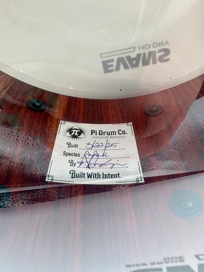 Pi Drum Company 14"x6" Custom Stave Padauk Wood Snare