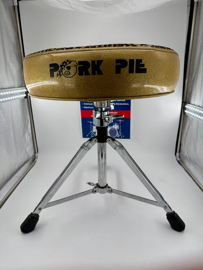 Pork Pie Gold Sparkle/Leopard Top Saddle Drum Throne