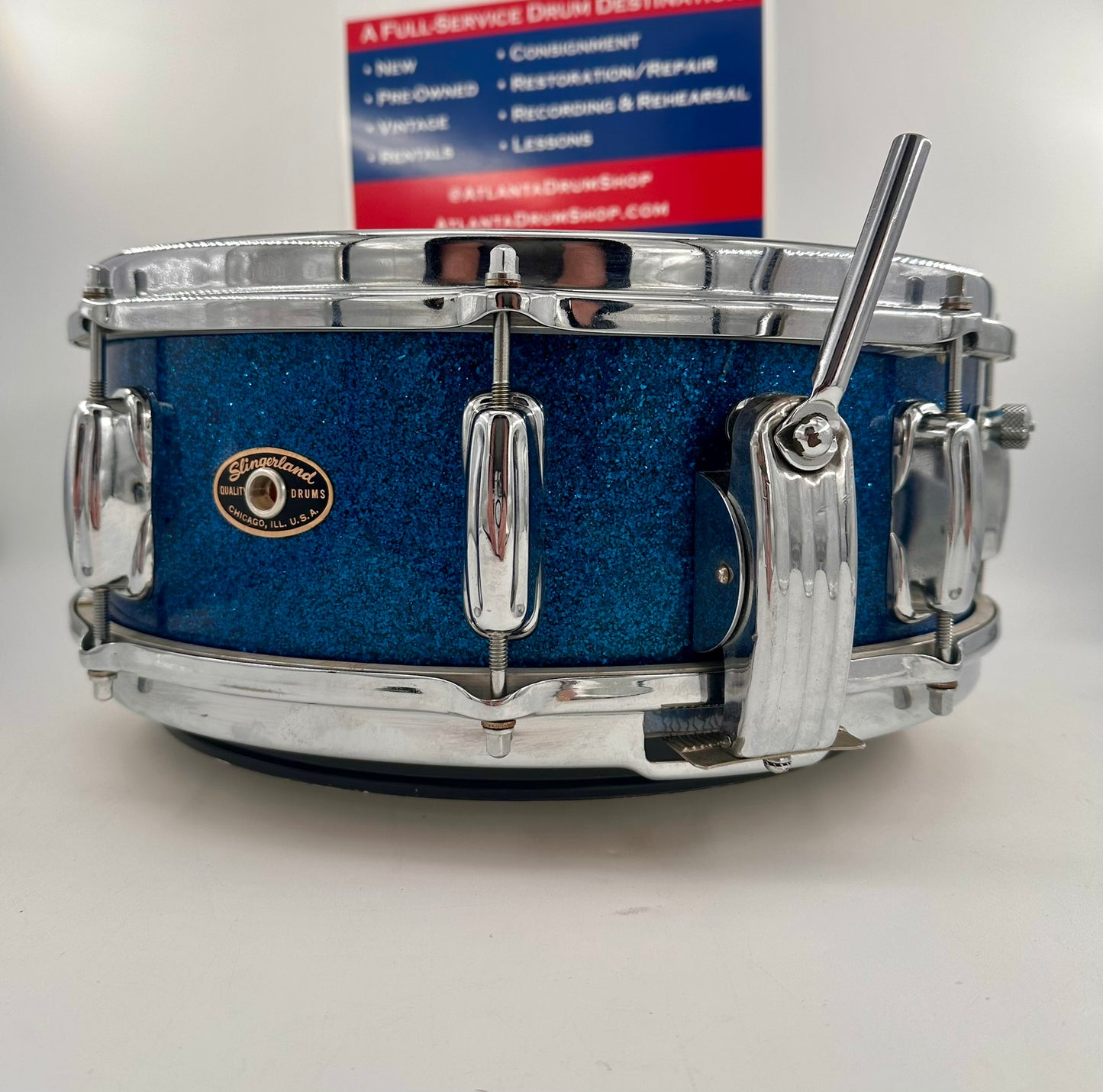 Slingerland Super Gene Krupa Radio King 5.5x14 Snare Drum 1960 - Blue Sparkling Pearl-Slingerland-Atlanta Drum Shop