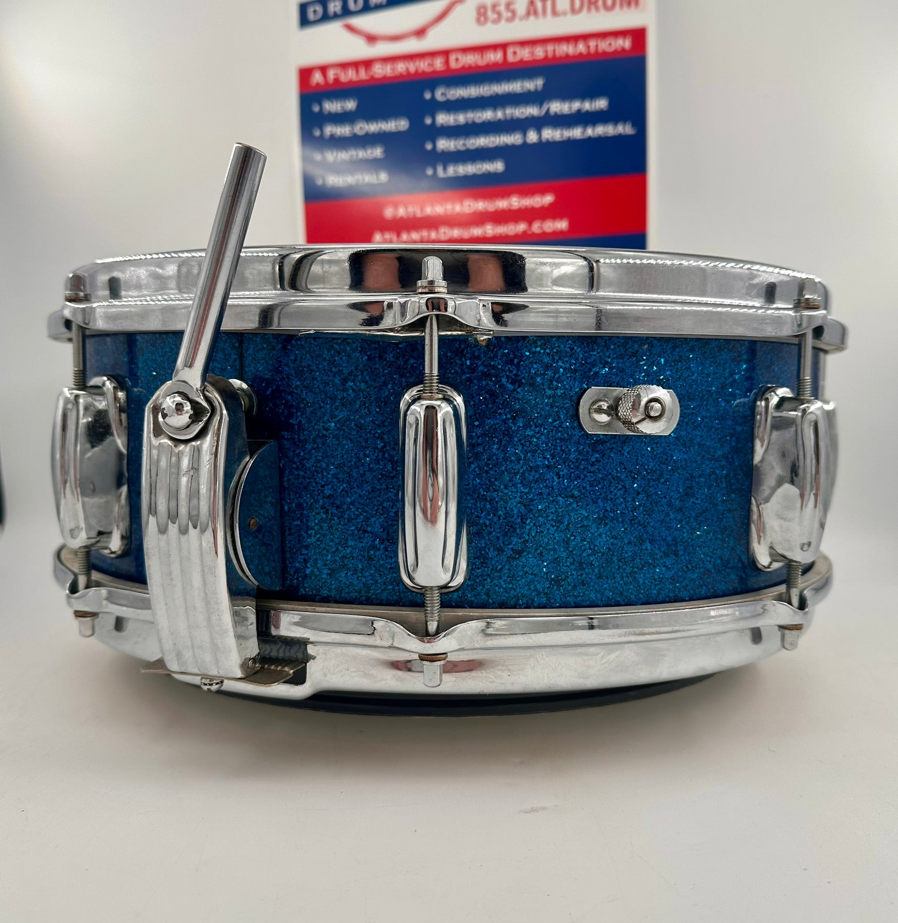 Slingerland Super Gene Krupa Radio King 5.5x14 Snare Drum 1960 - Blue Sparkling Pearl-Slingerland-Atlanta Drum Shop