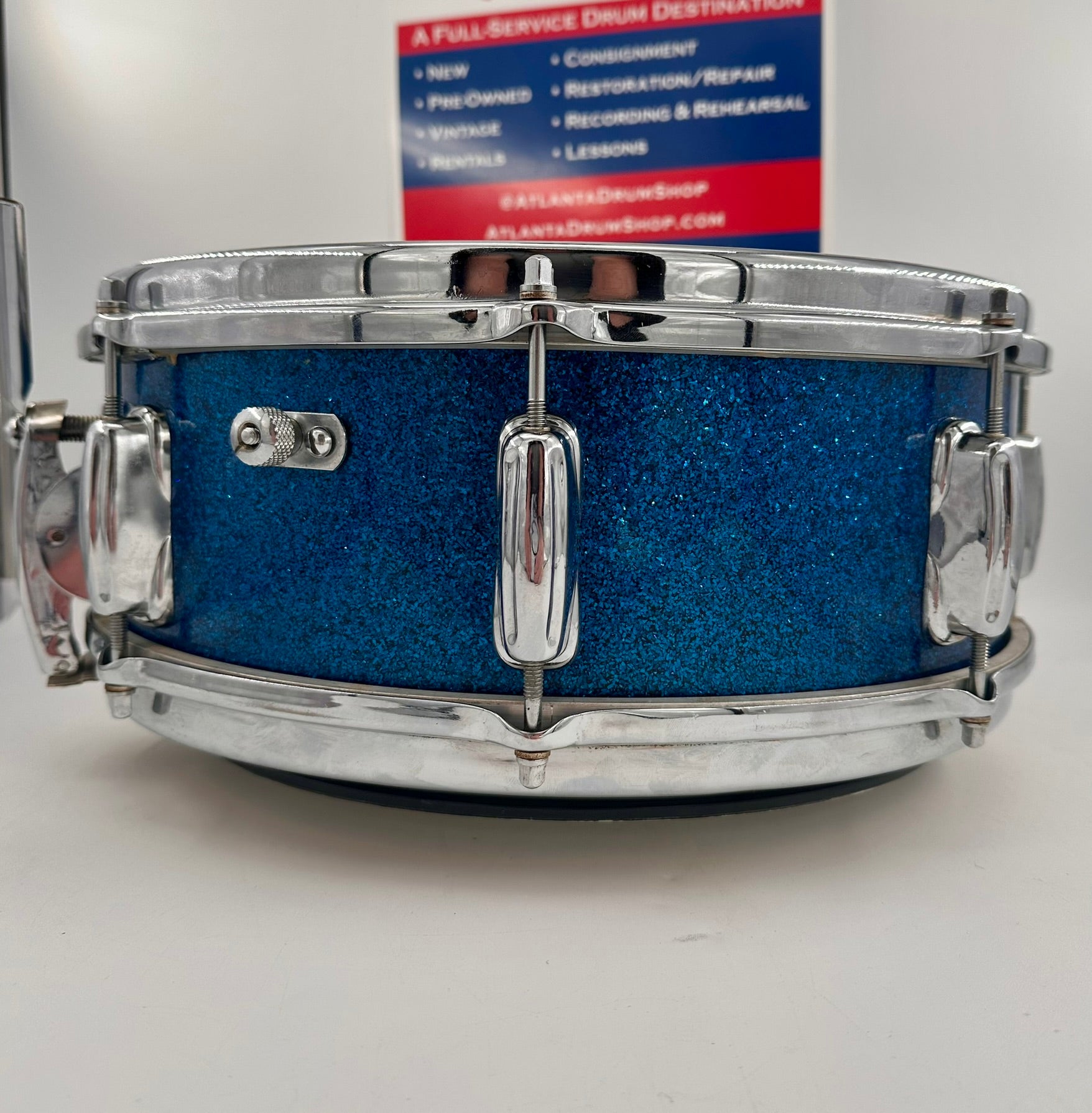 Slingerland Super Gene Krupa Radio King 5.5x14 Snare Drum 1960 - Blue Sparkling Pearl-Slingerland-Atlanta Drum Shop