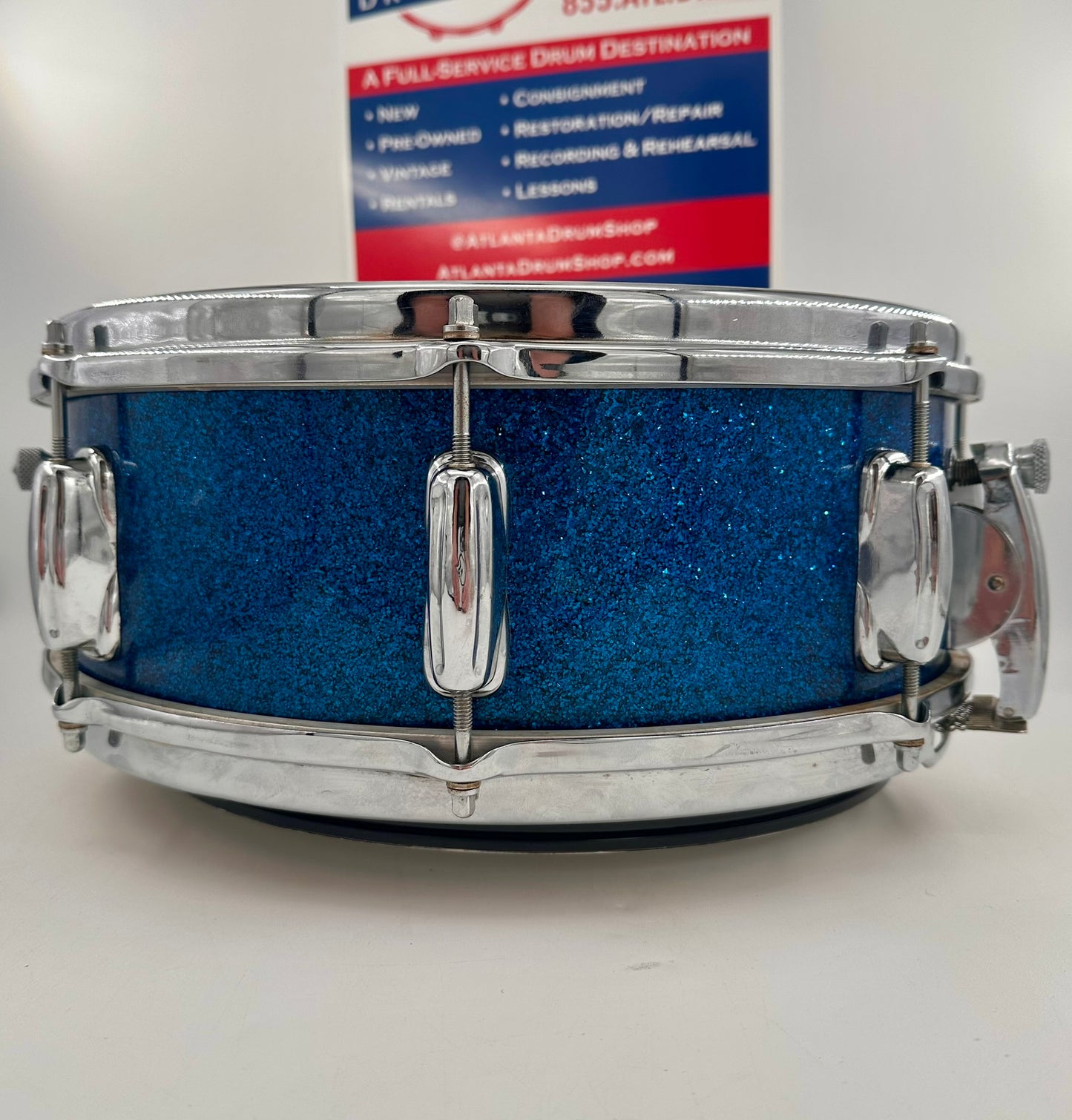 Slingerland Super Gene Krupa Radio King 5.5x14 Snare Drum 1960 - Blue Sparkling Pearl-Slingerland-Atlanta Drum Shop