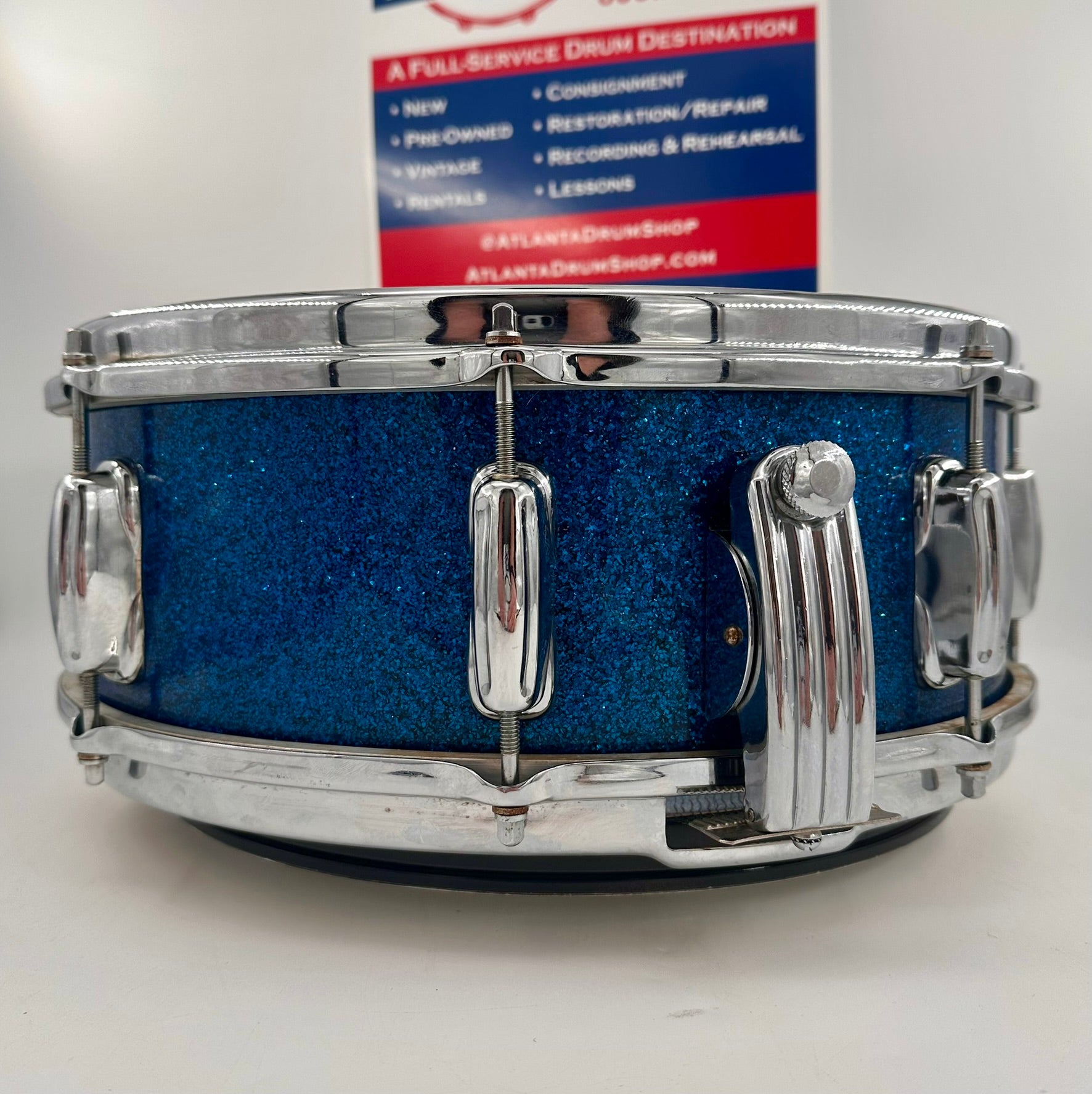 Slingerland Super Gene Krupa Radio King 5.5x14 Snare Drum 1960 - Blue Sparkling Pearl-Slingerland-Atlanta Drum Shop