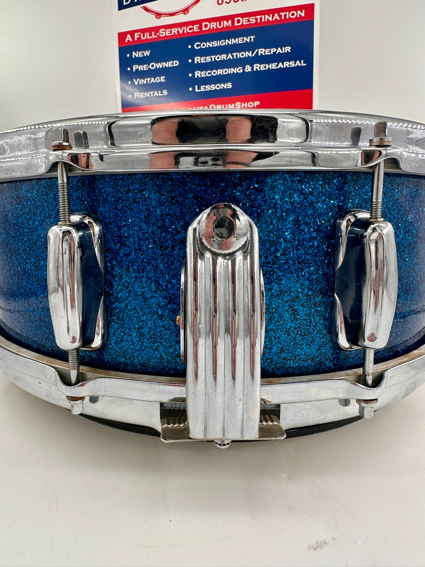 Slingerland Super Gene Krupa Radio King 5.5x14 Snare Drum 1960 - Blue Sparkling Pearl-Slingerland-Atlanta Drum Shop