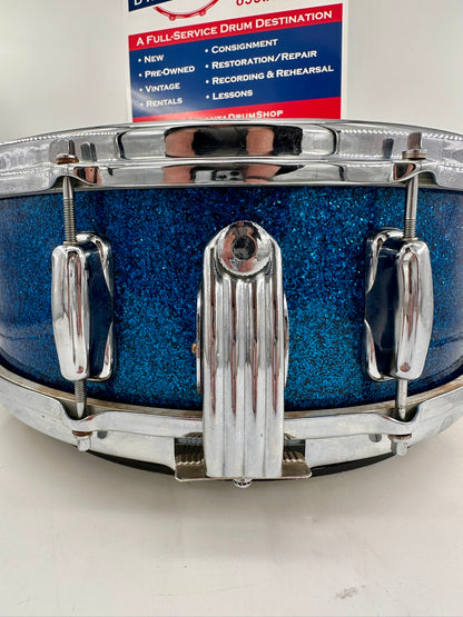 Slingerland Super Gene Krupa Radio King 5.5x14 Snare Drum 1960 - Blue Sparkling Pearl-Slingerland-Atlanta Drum Shop