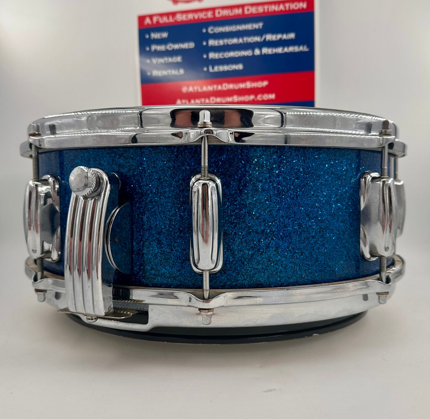 Slingerland Super Gene Krupa Radio King 5.5x14 Snare Drum 1960 - Blue Sparkling Pearl-Slingerland-Atlanta Drum Shop