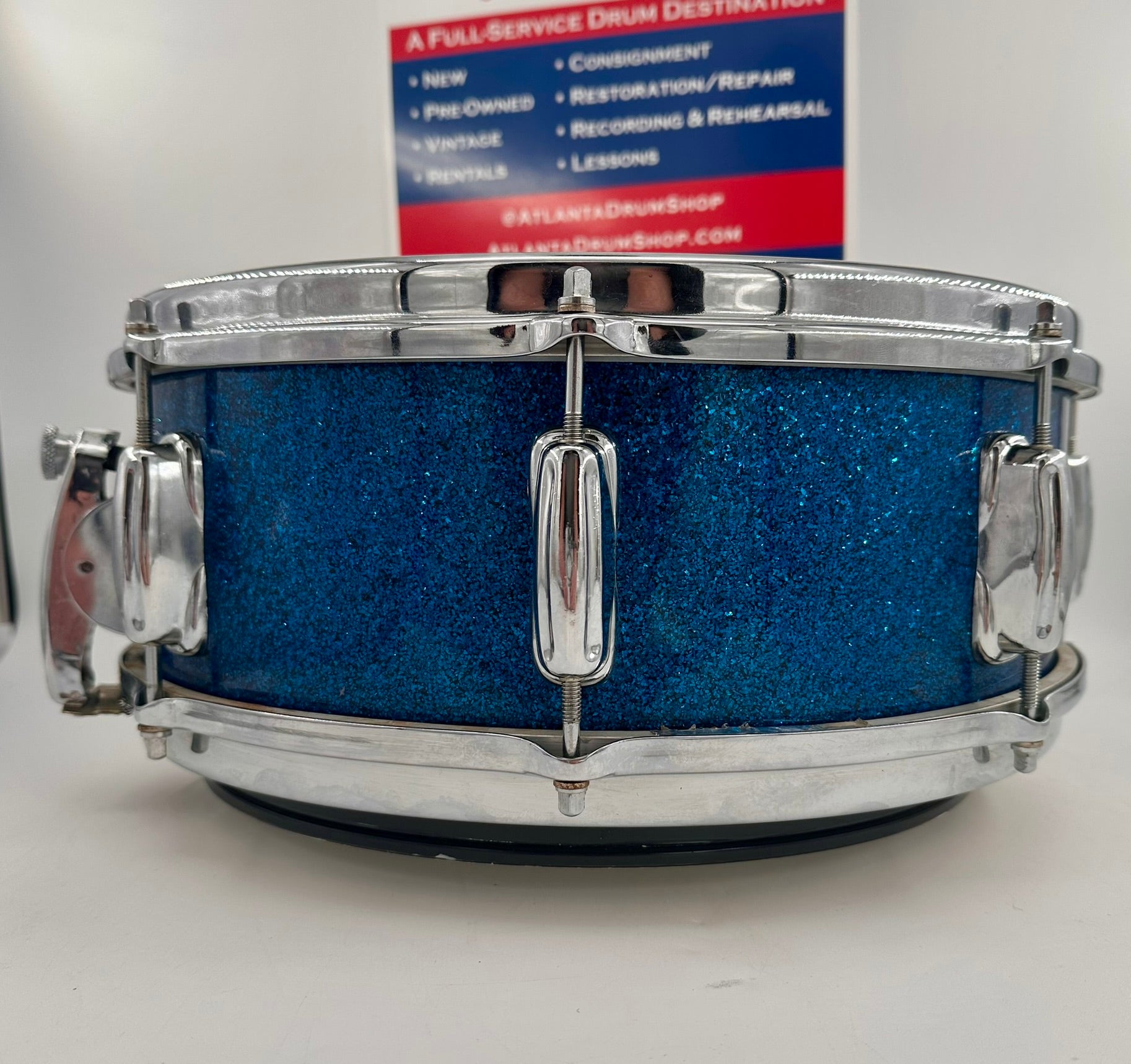 Slingerland Super Gene Krupa Radio King 5.5x14 Snare Drum 1960 - Blue Sparkling Pearl-Slingerland-Atlanta Drum Shop