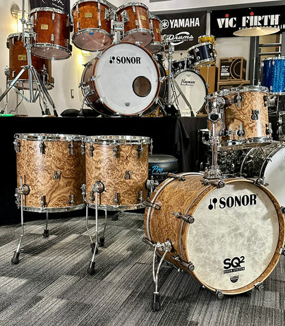 Sonor SQ2 Heavy Birch 4-Piece Kit in Chocolate Burl 20/12/14/16