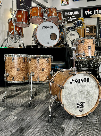 Sonor SQ2 Heavy Birch 4-Piece Kit in Chocolate Burl 20/12/14/16
