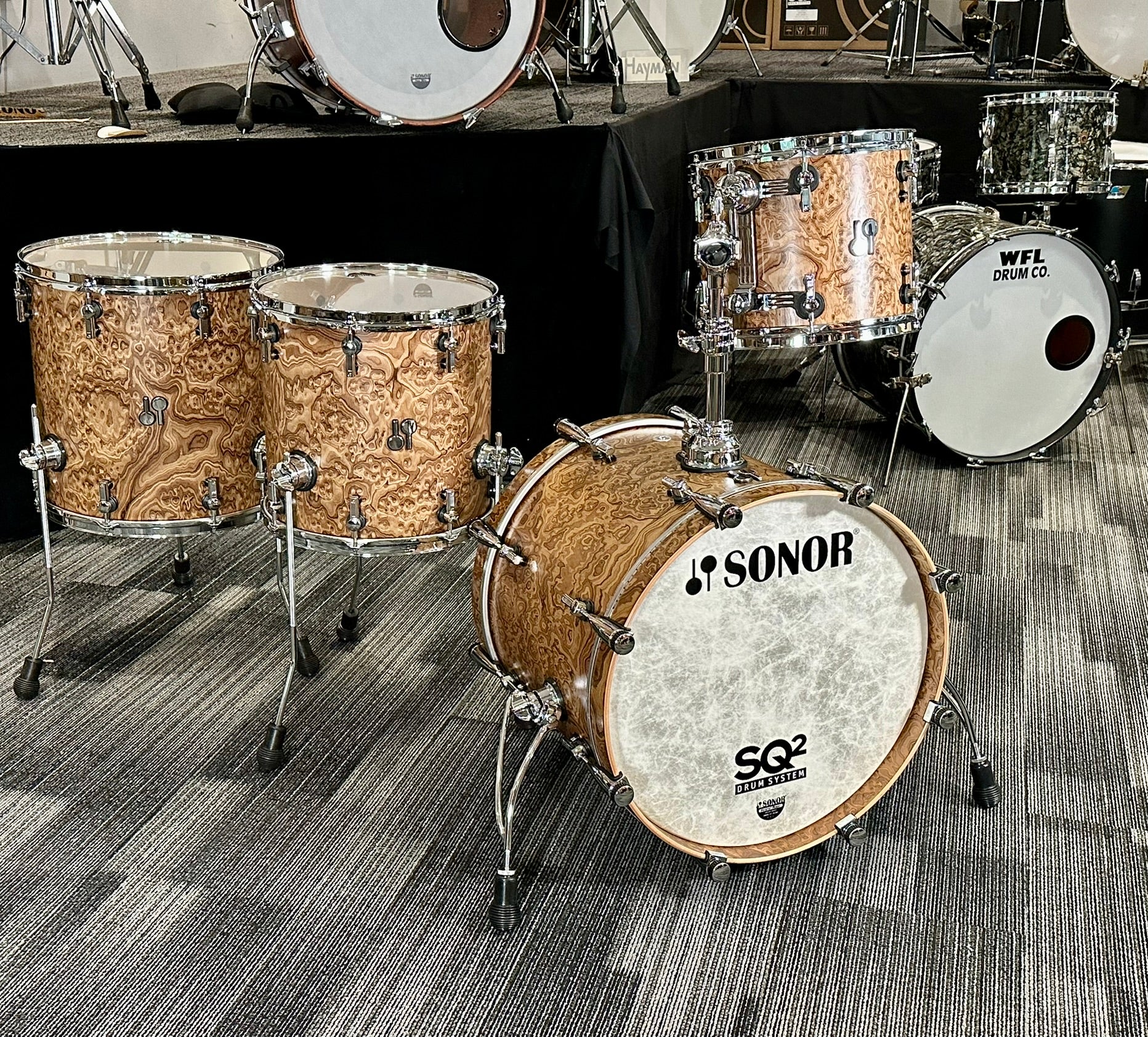 Sonor SQ2 Heavy Birch 4-Piece Kit in Chocolate Burl 20/12/14/16