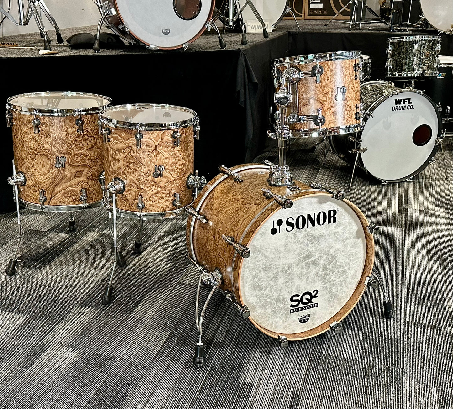 Sonor SQ2 Heavy Birch 4-Piece Kit in Chocolate Burl 20/12/14/16