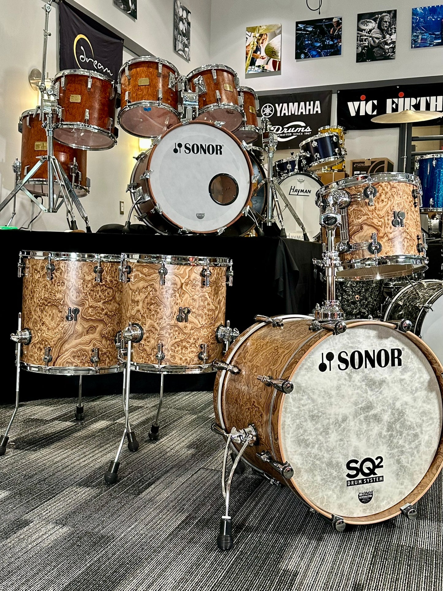 Sonor SQ2 Heavy Birch 4-Piece Kit in Chocolate Burl 20/12/14/16