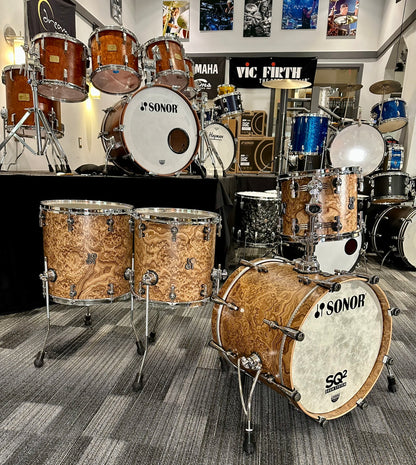 Sonor SQ2 Heavy Birch 4-Piece Kit in Chocolate Burl 20/12/14/16
