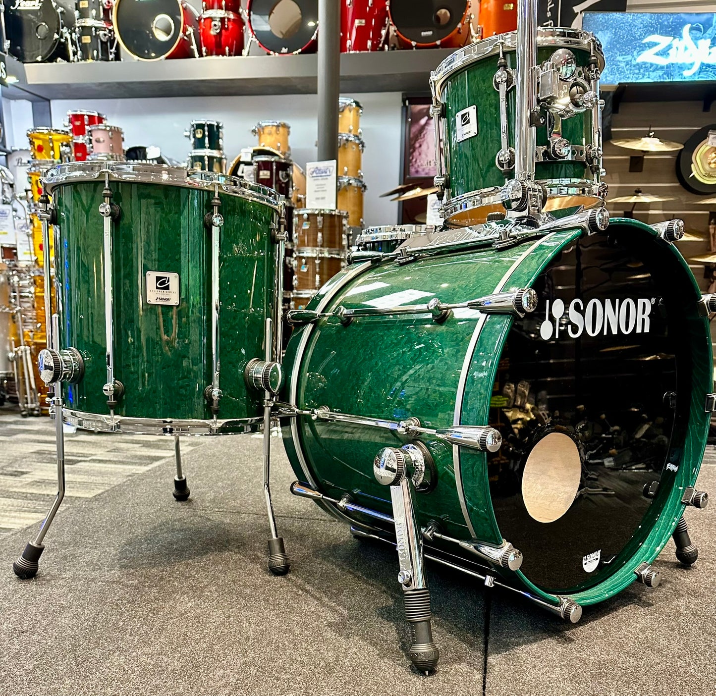 Sonor Designer Maple 4-Piece - Green Stain Birdseye Maple