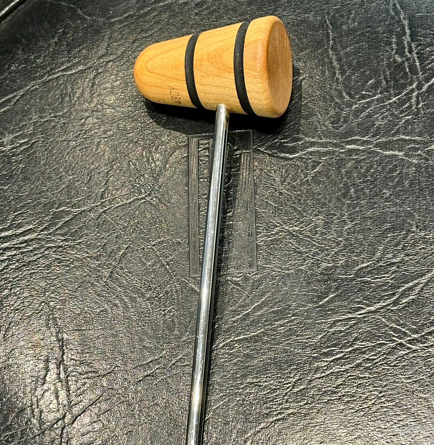 Low Boy Custom Beater Large Black Stripes Wood Face-Low Boy Custom Beaters-Atlanta Drum Shop
