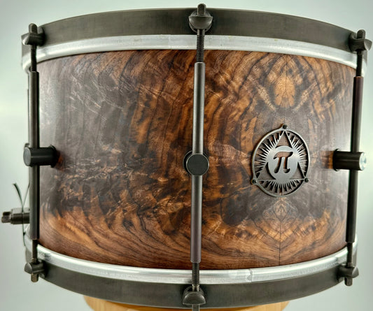 Pi Drum Company Feathered Walnut over Maple 14"x8" Snare