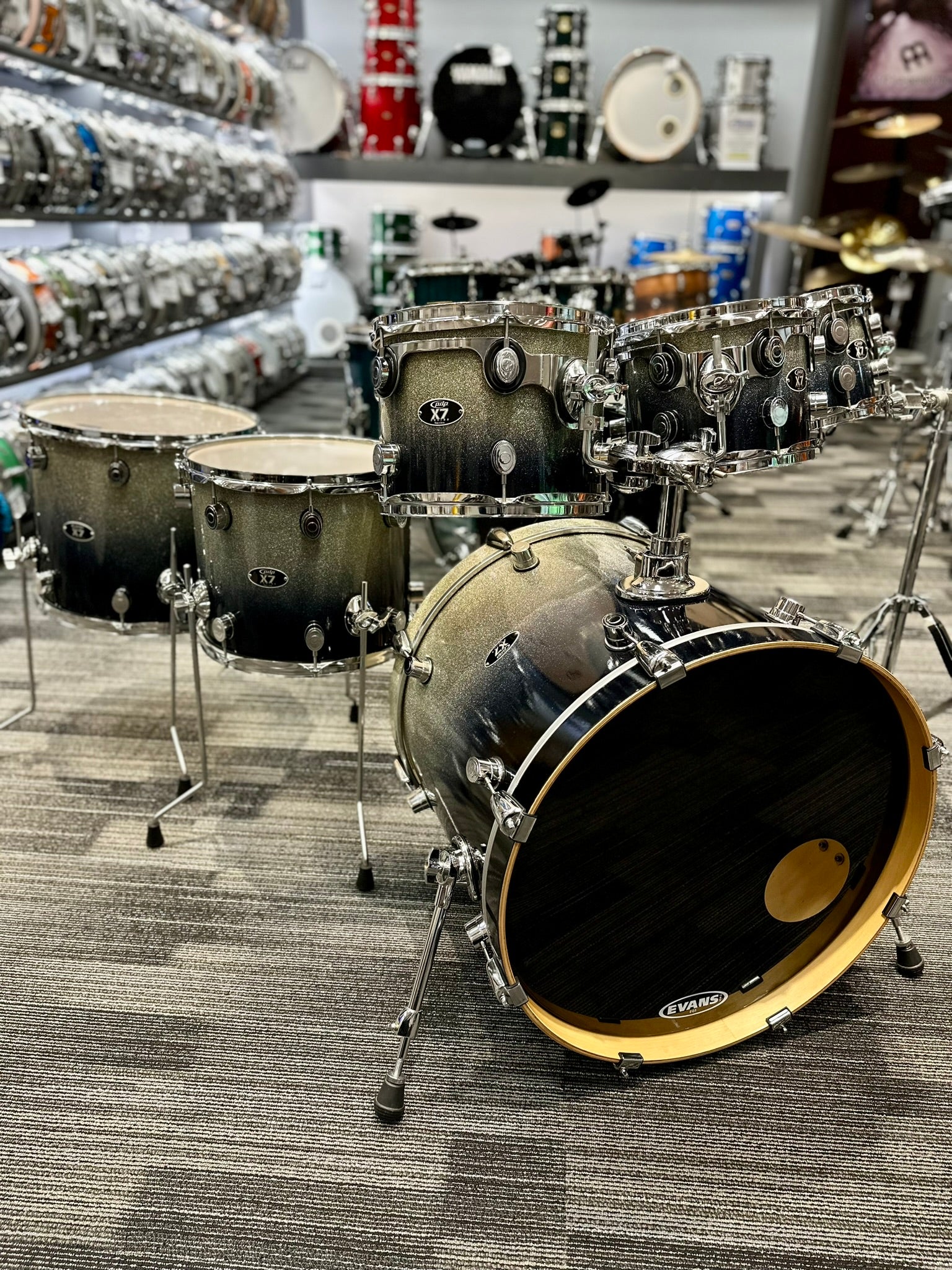 PDP X7 Series Silver Sparkle Fade Lacquer 6-Piece – Atlanta Drum Shop
