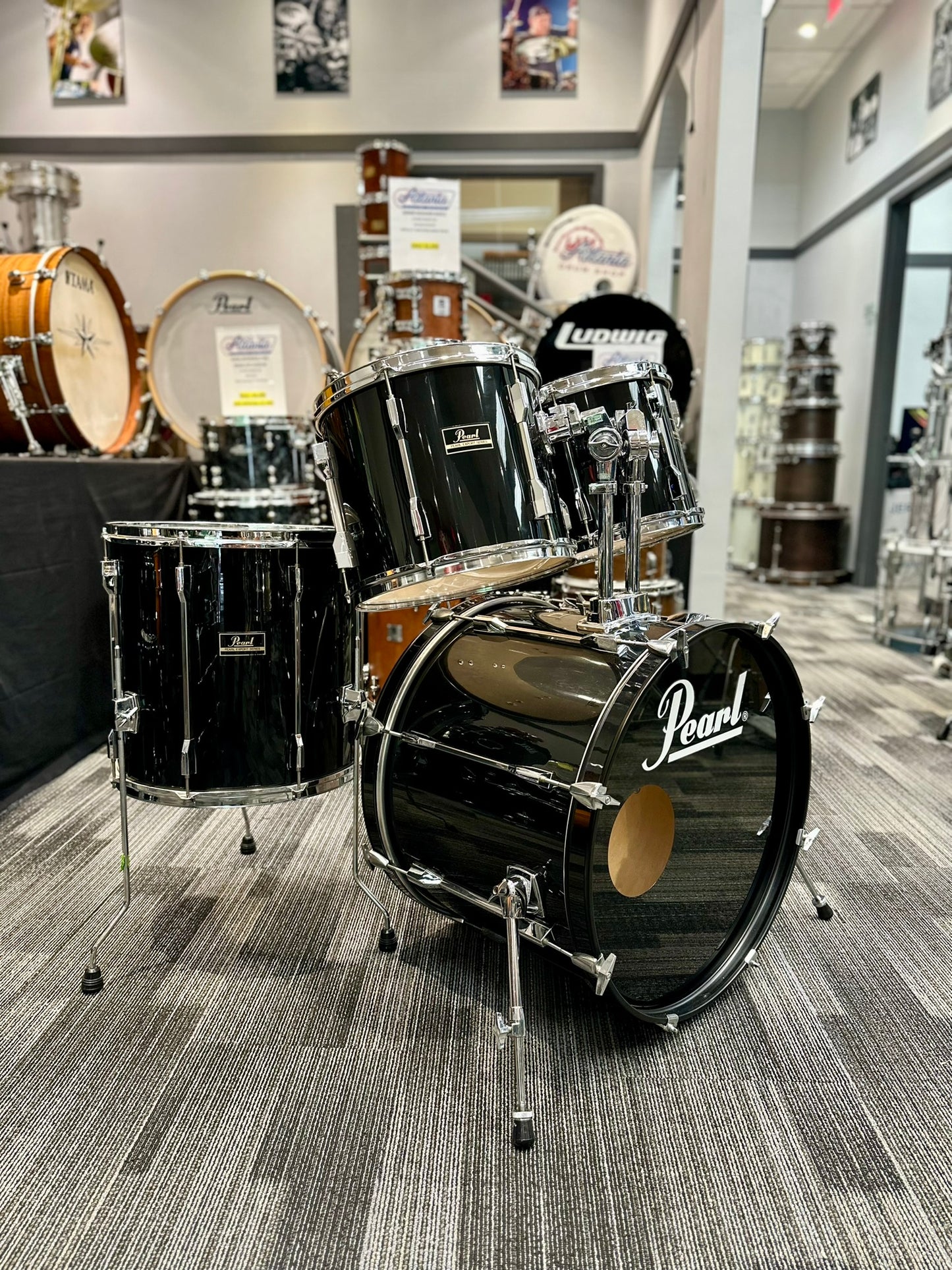 Pearl 1980s Export Birch/Luan 4-Piece Drum Kit - Jet Black