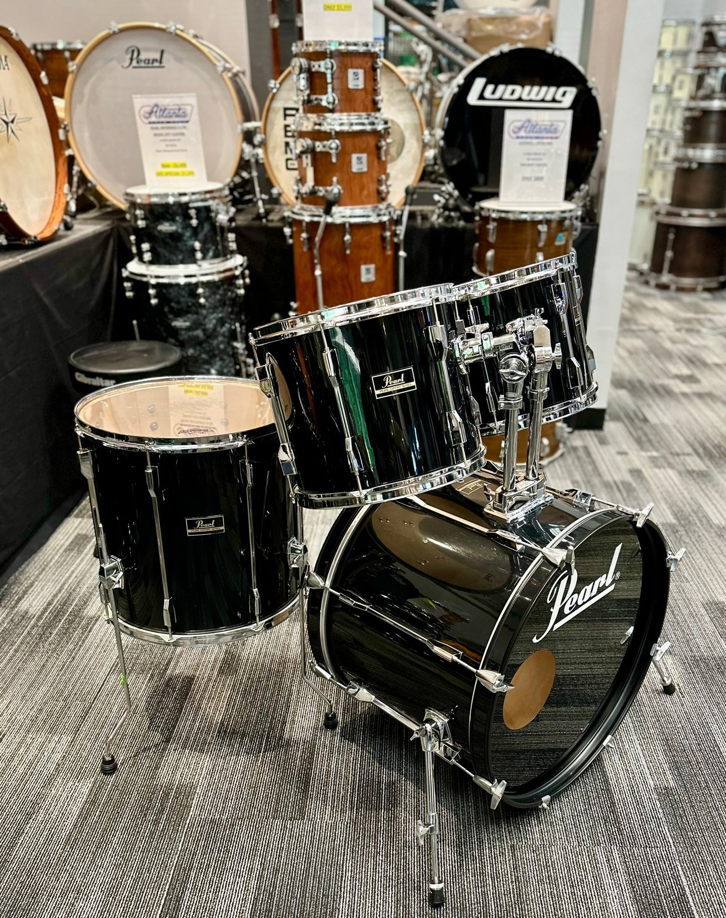 Pearl 1980s Export Birch/Luan 4-Piece Drum Kit - Jet Black