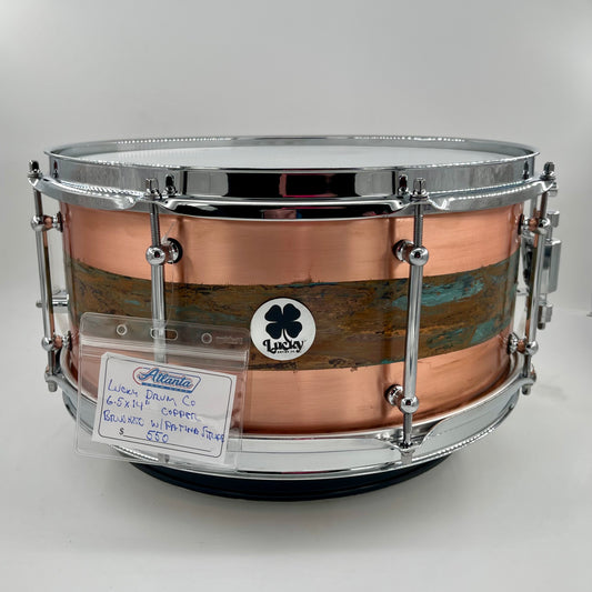 Lucky Drum Company 14" x 6.5" Copper Brushed Snare with Patina Stripe