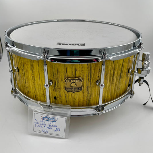 Outlaw Drums 6" x 14" Antique Beech Stave Snare