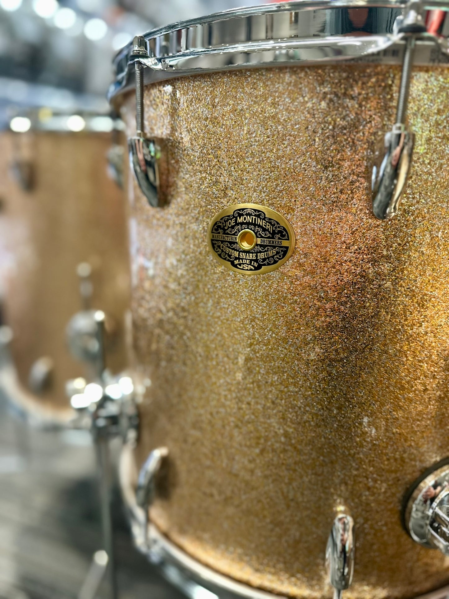 Montineri Custom Drum Kit: 5-Piece Copper/Silver Sparkle