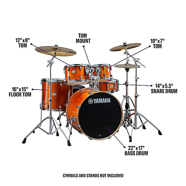 Yamaha SBP0F50 Stage Custom Birch 5-piece Shell Pack - Honey Amber