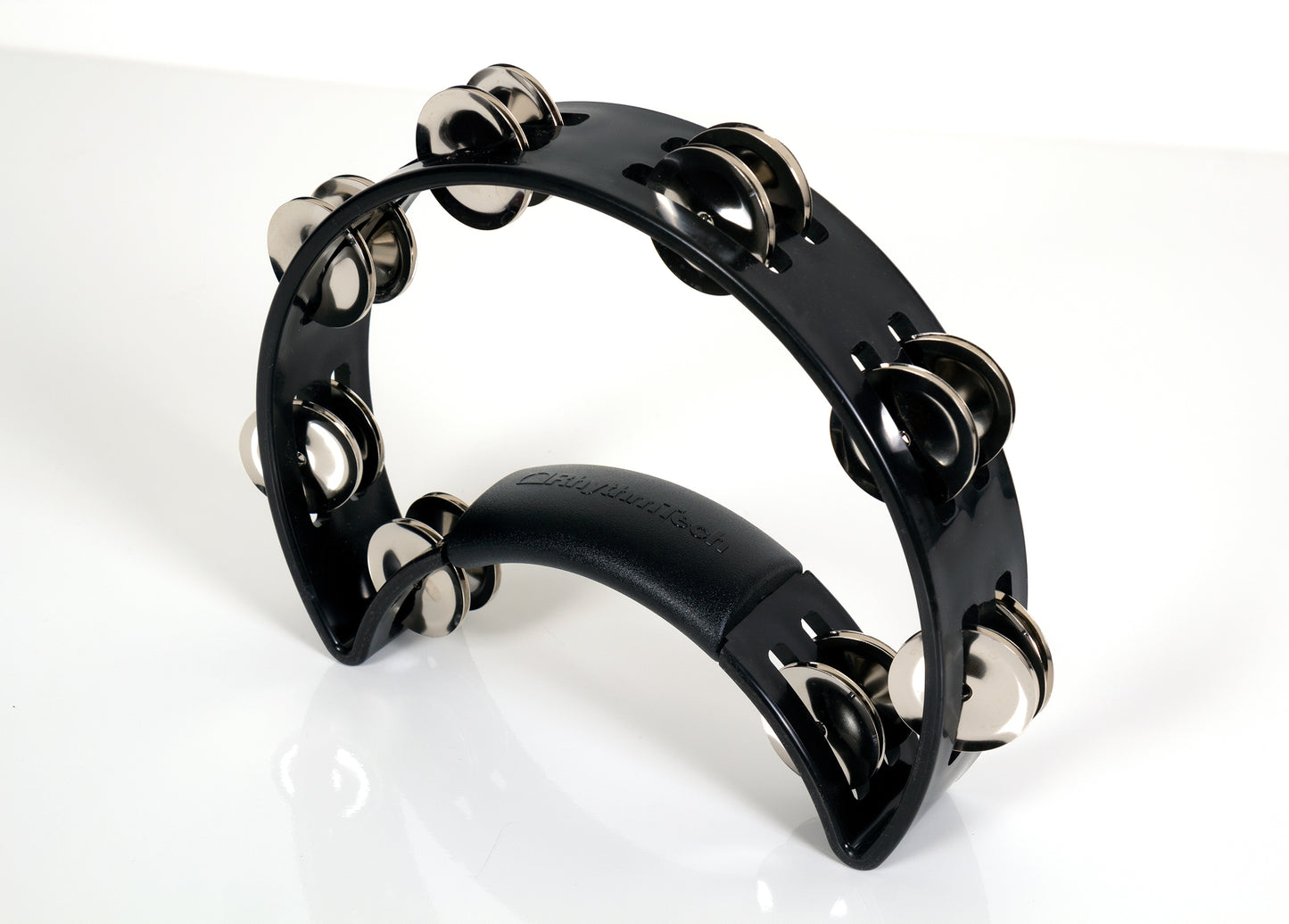 Rhythm Tech RT1010 Tambourine. Black with Double Row Nickel Jingles