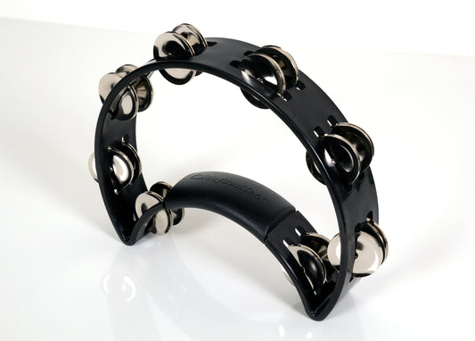 Rhythm Tech RT1010 Tambourine. Black with Double Row Nickel Jingles