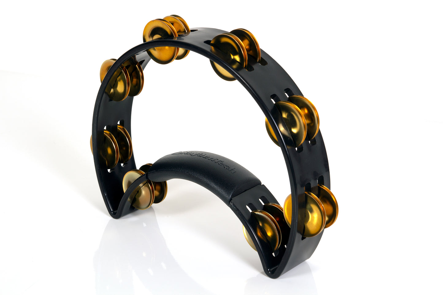 Rhythm Tech RT1011 Tambourine. Black with Double Row Brass Jingles