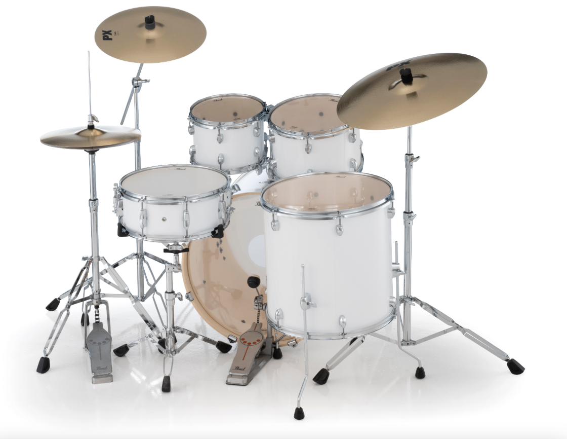 Pearl Export 5-Piece Drum Set With Sabian Cymbals - 22" Bass Drum PURE WHITE