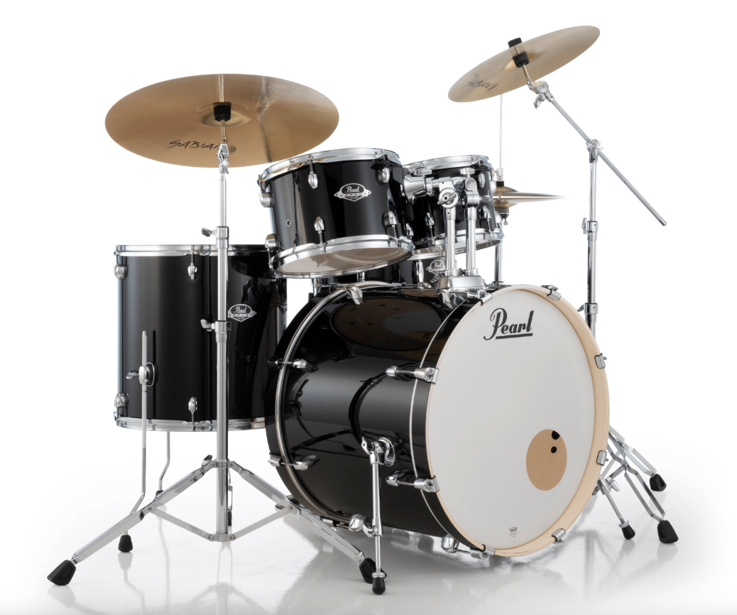 Pearl Export 5-Piece Drum Set With Sabian Cymbals - 22" Bass Drum JET BLACK
