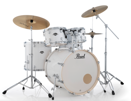 Pearl Export 5-Piece Drum Set With Sabian Cymbals - 22" Bass Drum PURE WHITE